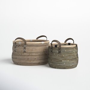 Hot Selling <b>Rustic</b> Round Seagrass Basket Eco Friendly Handmade Multifunctional Laundry Storage Organizer for Home - Product Image 3