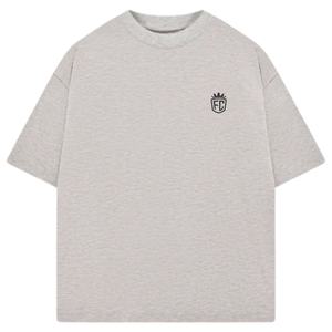 Camiseta de Manga Corta Oversize para Hombre, Color Gris, Logotipo Minimalista en el Pecho, Cuello Redondo de Algodón, Uso Diario Informal, Venta al Por Mayor OEM - Product Image 1