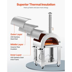 Forno Pizza Portatile da 26 Pollici a Doppia Alimentazione (Pellet e Gas) per Esterni, con Forno per Pizza in Cordierite Rinforzato - Product Image 5