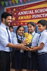 Golden Metal Body Finish with Black Winner Award <b>Engraving</b> Lightweight Durable <b>Trophy</b> Annual Day Sports Academic Achievements - Product Image 2