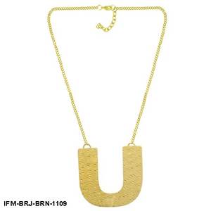 Collar con Colgante en Forma de U de Latón Texturizado Sólido, Moderno, Hecho a Mano para Mujer, Acabado Dorado, Revestimiento Resistente al Deslustre, Ajustable, para Regalo - Product Image 4