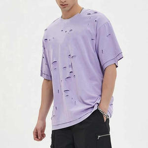 Camiseta de algodón de gran tamaño con efecto desgastado, moderna y personalizada, de calidad premium, al por mayor, para uso casual o streetwear, unisex. - Product Image 3