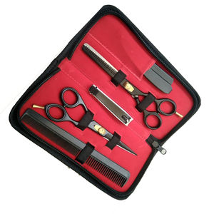 Tijeras de Barbero Profesionales de Acero Inoxidable con Hoja Recta, Mango Mediano y 30 Dientes para Uso Doméstico y en Salón, para Diestros - Product Image 1
