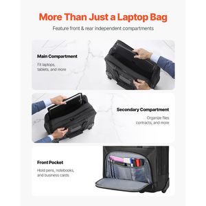 Borsa Trolley per Laptop da 15.6 Pollici con Manico Telescopico, Borsa per Computer con Ruote, Borse e Custodie per Affari - Product Image 3
