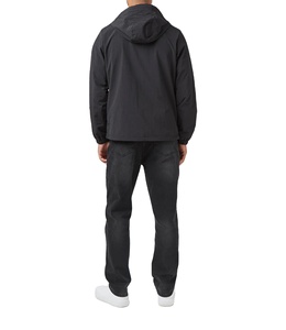 Chaqueta Cortavientos Anorak Impermeable Negra con Efecto Arrugado, Chaqueta Cortavientos Informal de Color Sólido para Hombre, Tallas Grandes - Product Image 4