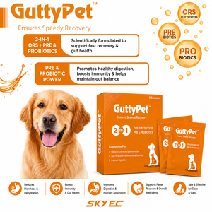 SKY EC GutterPet 2 1 ORS ผงอิเล็กโทรไลต์พร้อมโปรไบโอติกสำหรับสุนัขและแมว บำรุงสุขภาพข้อต่อและระบบย่อยอาหาร สำหรับทุกวัย แบบซอง - Product Image 2