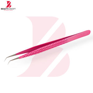 Pinzas para Pestañas con Logotipo Personalizado al por Mayor, Color Rosa Texturizado, Acero Inoxidable de Alta Precisión, Pinzas de 90 Grados para Volumen y Aislamiento - Product Image 4