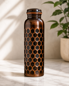 Ayurvedic Copper <b>Water</b> <b>Bottle</b> Handcrafted Hammered <b>Metal</b> Drinking <b>Bottle</b> Reusable Copper Drinkware with Screw Cap for Homeoffice - Product Image 1
