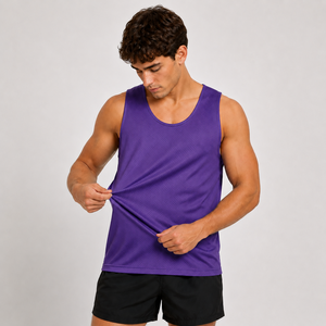 <b>Men's</b> V-Neck Mesh Tank Top Sleeveless Athletic Basketball Apparel Moisture Solid Color All Seasons Fit Private labels - Product Image 4