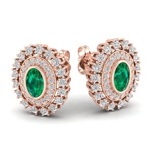 REYES Luxury 14K Solid Gold IGI Certified Diamond Screw <b>Back</b> Stud <b>Earrings</b> Oval Cut 0.86 Carat Emerald Gemstone Fine Jewelry - Product Image 5
