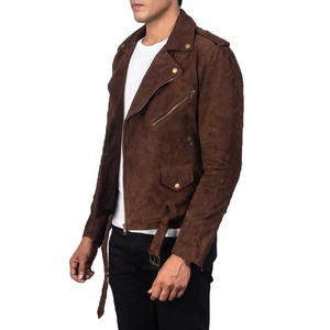 <b>Men</b> <b>Suede</b> Leather Biker <b>Jacket</b> OEM Custom Dark Brown <b>Suede</b> Leather <b>Jacket</b> Wholesale Genuine <b>Suede</b> Fashion Biker Leather <b>Jacket</b> - Product Image 4