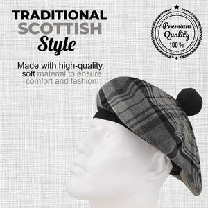Chapeau écossais tartan Tam o' Shanter avec pompon, bonnet en laine personnalisé, vente en gros - Product Image 5