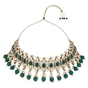 Conjunto de Joyería Étnica para Mujer, Collar Largo con Diseño de Flor en Aleación de Zinc Chapado en Oro Indio, Aretes y Pulsera con Cristales de Estrás - Product Image 3