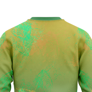 Sweat-shirt à col rond pour homme, vert et jaune, style grunge, avec motif éclaboussures, logo personnalisé, pull graphique, hauts d'entraînement en gros pour équipes, personnalisation OEM - Product Image 5