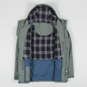Chaqueta de esquí impermeable de invierno de alta resistencia personalizada con forro a cuadros, parka deportiva con capucha aislada para hombre, venta al por mayor OEM - Product Image 1