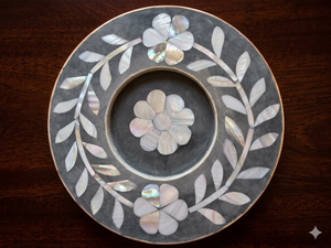 Beautiful Floral Inlay Mother Pearl Tea <b>Light</b> Candle Stand Stylish <b>Shell</b> Inlay Arabic Turkish Tea Plate - Product Image 1
