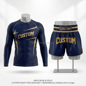 Conjunto de Boxeo de 2 Piezas con Logotipo Personalizado, Rashguard de Compresión de Lujo Transpirable, Pantalones Cortos de Poliéster sin Costuras con Bordado de Alta Calidad - Product Image 6