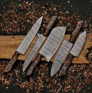 Juego de Cuchillos de Chef de Acero de Damasco de Cinco Piezas, Forjados por Palace LLC, Producto Profesional de Alta Calidad, Juego de Cuchillos de Cocina Personalizados OEM - Product Image 5