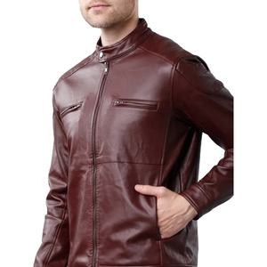 Veste en cuir PU mince et décontractée pour hommes Collection d'hiver de haute qualité Manteau à fermeture éclair sur pied Options de taille supérieure - Product Image 4
