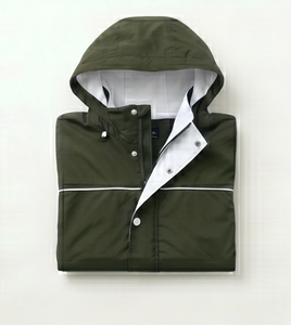 Chaqueta Impermeable con Capucha para Hombre, Color Verde Oliva, Casual, Recubierta de PU, Poliéster, Corte Regular, para Otoño - Product Image 3