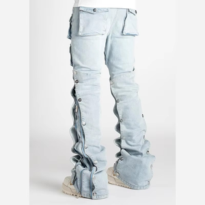 Jeans de Mezclilla para Hombre, Corte Recto, con Múltiples Bolsillos y Pliegues Decorativos, Venta al Por Mayor - Product Image 5