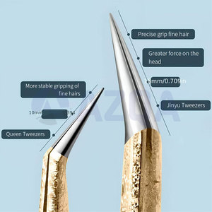 Ensemble de pinces à extensions de cils en acier inoxydable or et bleu dégradé avec pointes de précision pour les artistes en extensions de cils - Product Image 5