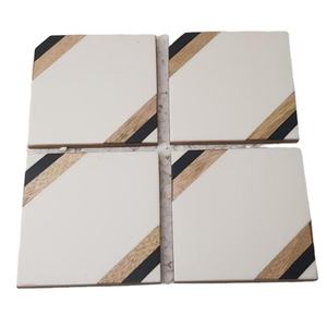 Multi fonctionnelle forme Carrée à la main Résine & Bois Vaisselle Servir le Thé Coaster 4 pièces Ensemble pour la vente en gros en vrac - Product Image 1