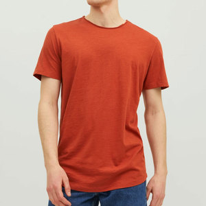 เสื้อยืดแขนสั้นผู้ชาย คอวี สีส้ม ผ้าคอตตอนเนื้อเจอร์ซีย์ เสื้อยืดพื้นฐานพรีเมียมสำหรับผู้ชาย - Product Image 2