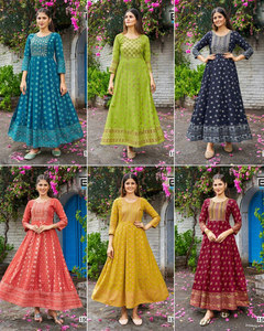 Evergreen Top Class Haute Qualité Réception Spéciale Personnaliser Style Longue Rayonne Anarkali Robe Pour Femmes Dans Toutes Les Couleurs - Product Image 5