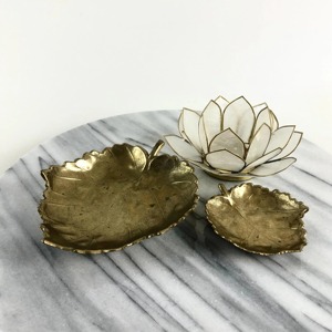 Vintage Leaf Plate <b>Set</b> Gold Finished Ideal For <b>Serving</b> Chocolates Dry Fruits And Small Snacks In Parties And Gatherings - Product Image 5