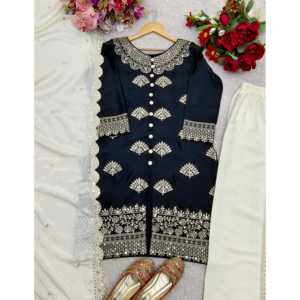 Ensemble de vêtements de fête pour femmes de designer avec embellissement de travail en séquence Plazzo et Dupatta - Product Image 2