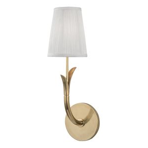 Art Deco Metal Wall <b>Sconce</b> With Floral Design Gold Plated Handmade Decorative <b>Lighting</b> Circular Base White Shade - Product Image 1