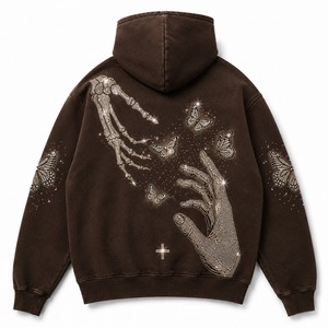 Sudadera con capucha personalizada con serigrafía y pedrería, estilo streetwear, corte regular, mangas largas, unisex. - Product Image 2