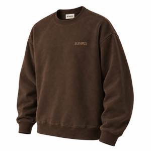 Custom Unisex Chocolate <b>Brown</b> Oversized Crewneck Sweatshirt Vintage Washed Heavyweight <b>Fleece</b> Tonal 3D Embroidered Logo Private - Product Image 4