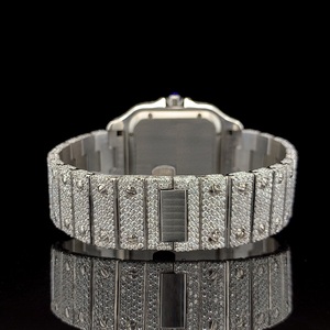 Luxury Iced <b>Watch</b> VVS Moissanite Diamond Fully Paved Arabic Dial Square <b>Case</b> Stainless Steel Bracelet Mechanical Movement <b>Watch</b> - Product Image 3