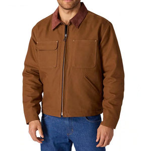 Chaqueta de Mezclilla para Hombre, Cuello Alto, Cierre de Cremallera, Lona Impermeable y Resistente al Viento, Ropa Casual para Exteriores, Marca Privada OEM, Estilo Urbano - Product Image 1