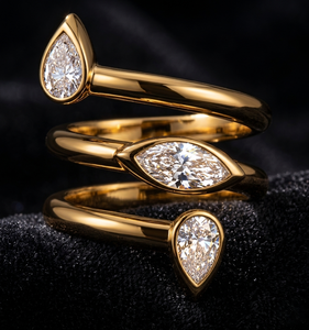 Triple Marquise Spiral 18K Gold Lab Grown Diamond Jewelry <b>CZ</b> <b>Ring</b> Women Bridal Fine Jewelry - Product Image 3