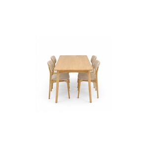 Ensemble de table à manger rectangulaire en teck minimaliste de luxe ARTERRA, style Japandi, chaises modernes avec coussins, écologiques, durables, pour restaurant - Product Image 2