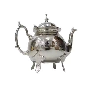Cafetière arabe Dallah tendance en métal plaqué argent avec poignée noire, Dallah faite à la main pour la maison, la cuisine et la table - Product Image 2