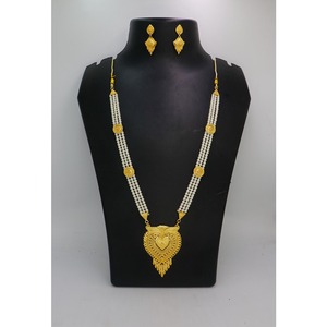 Ensemble de bijoux collier avec boucles d'oreilles en laiton pur plaqué or Ensemble de bijoux collier design indien de haute qualité - Product Image 4
