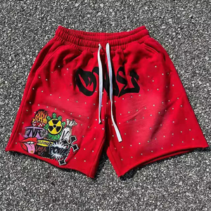 Pantalones Cortos Deportivos con Diseño Personalizado, Adornados con Pedrería, de Felpa de Algodón Grueso, Ropa Urbana de Verano, Venta al Por Mayor de Fábrica, O.E.M. - Product Image 6