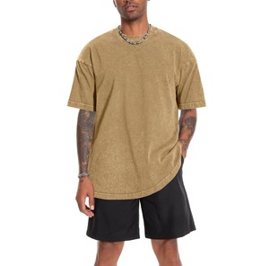 T-shirt Homme Oversize 100% Coton Qualité Premium 2026, Lavage Acide, Coupe Longue, Manches Courtes, Col Rond, Uni, Style Streetwear - Product Image 1