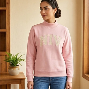 <b>Women's</b> <b>Red</b> Turtleneck <b>Sweatshirt</b> Letter NIV Print Custom Gingham Embroidery Mock Neck <b>Sweatshirt</b> OEM ODM Wholesale Collegiate - Product Image 5