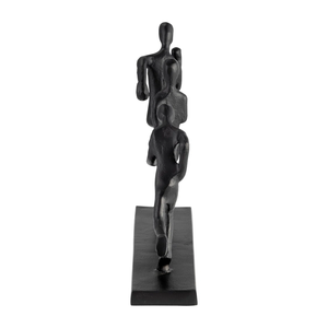 Modern Cast Iron Running Men Sculpture Dynamic Teamwork Sports Figurine Wholesale Abstract <b>Matte</b> Black Athletes Statue for Decor - Product Image 3