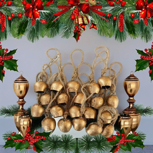 Campanas de Viento Metálicas DIY, Campanas Doradas de Aleación de Cobre Puro, Campana Antirrobo, Martillo, Tema Musical Navideño, Técnica Pintada - Estilo Templo - Product Image 2