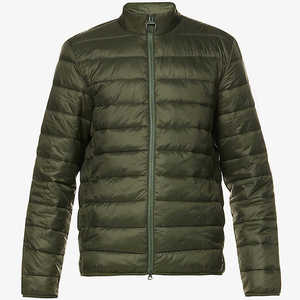 Chaqueta acolchada verde oliva para hombre, cuello alto, cierre de cremallera, a prueba de viento, informal, ajustada, de poliéster. - Product Image 1