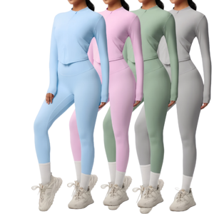 High-quality <b>Women</b> Tracksuit Custom Long-Sleeved Zip-Up <b>Jacket</b> Legging Sets for Yoga Running Gym Tracksuits for <b>Women</b> - Product Image 1