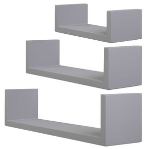 Set of 3 Gray <b>Floating</b> Display Shelves Ledge Bookshelf with Wall Mount Storage Decorative Storage Solution - Product Image 5