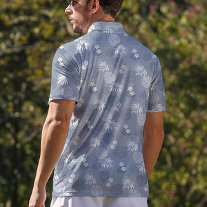 Polo personnalisé à motif feuille de Monstera pour homme, manches courtes, respirant, en polyester, pour le golf ou décontracté, impression sur mesure, fourniture en gros OEM - Product Image 2