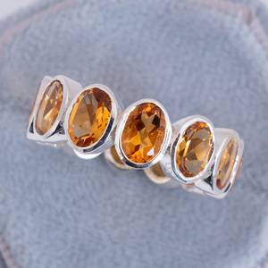Anillo de Plata de Ley 925 de Alta Calidad con Citrino Ovalado de 6x8mm, Corte Brillante, Engaste de Garras, Forma de Flor, Moderno y Elegante - Product Image 5